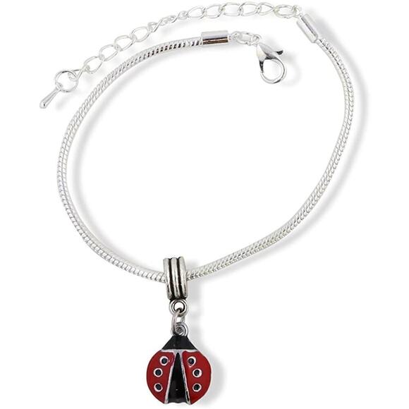 Dave The Bunny Jewelry - Ladybug Bracelet - six black dots and black head
